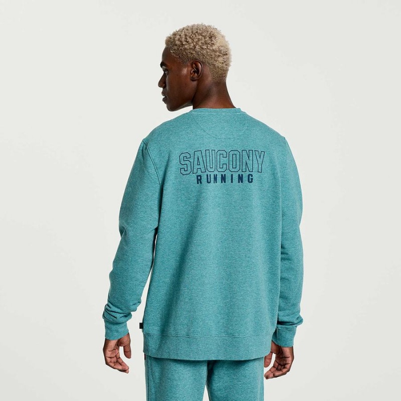 Men's Saucony Rested Crewneck Sweatshirt Turquoise | UAE S25073-V64