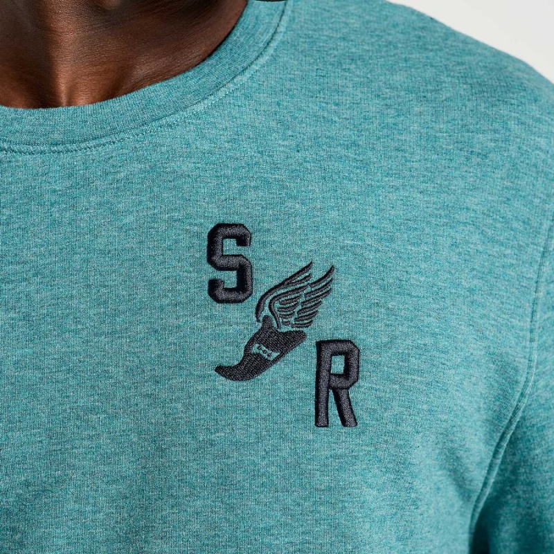 Men's Saucony Rested Crewneck Sweatshirt Turquoise | UAE S25073-V64