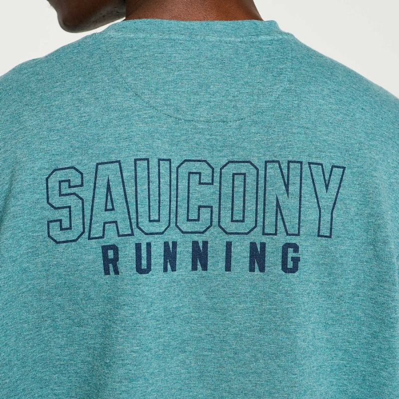 Men's Saucony Rested Crewneck Sweatshirt Turquoise | UAE S25073-V64