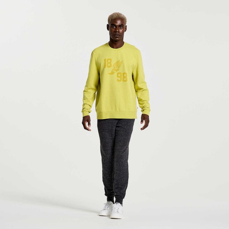 Men's Saucony Rested Crewneck Sweatshirt Yellow | UAE S70328-N83