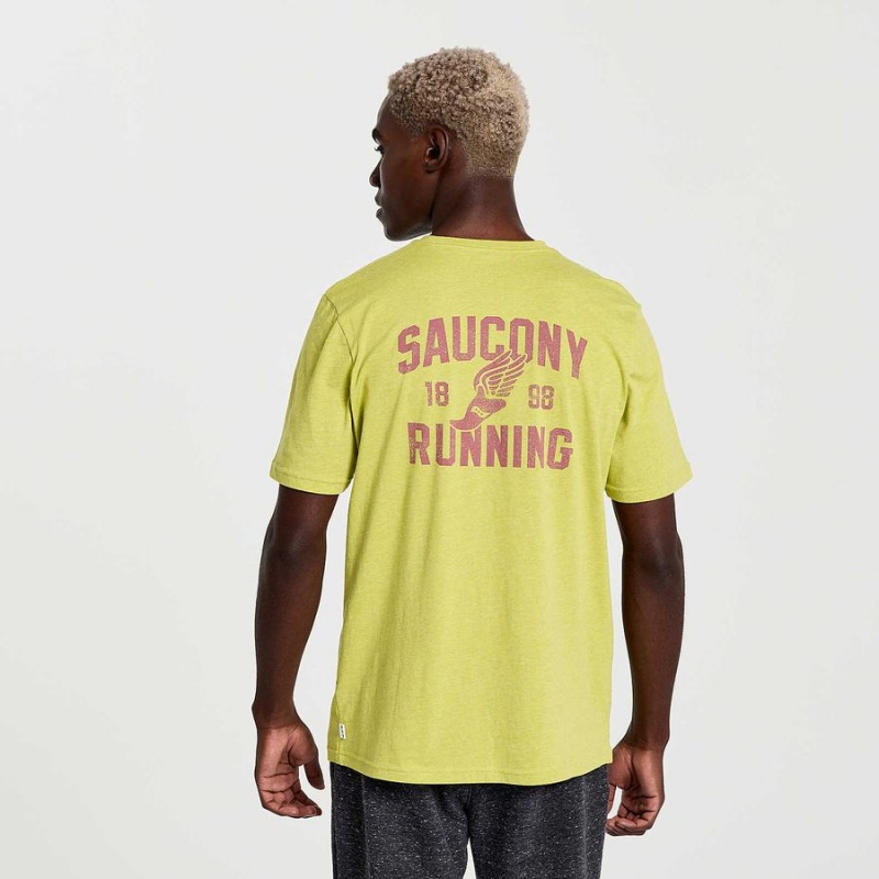 Men's Saucony Rested T Shirts Yellow | UAE S61028-T09