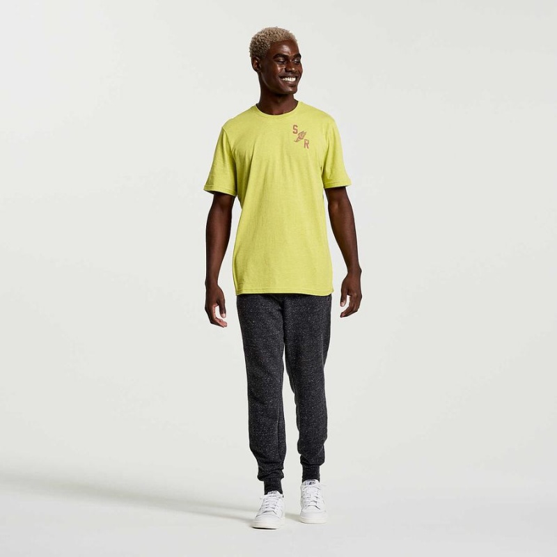 Men's Saucony Rested T Shirts Yellow | UAE S61028-T09