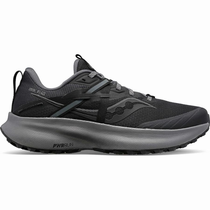 Men\'s Saucony Ride 15 TR Trail Running Shoes Black / Grey | UAE S48075-C14