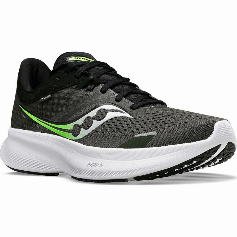 Men's Saucony Ride 16 Running Shoes Umbra / Slime | UAE S74560-S21