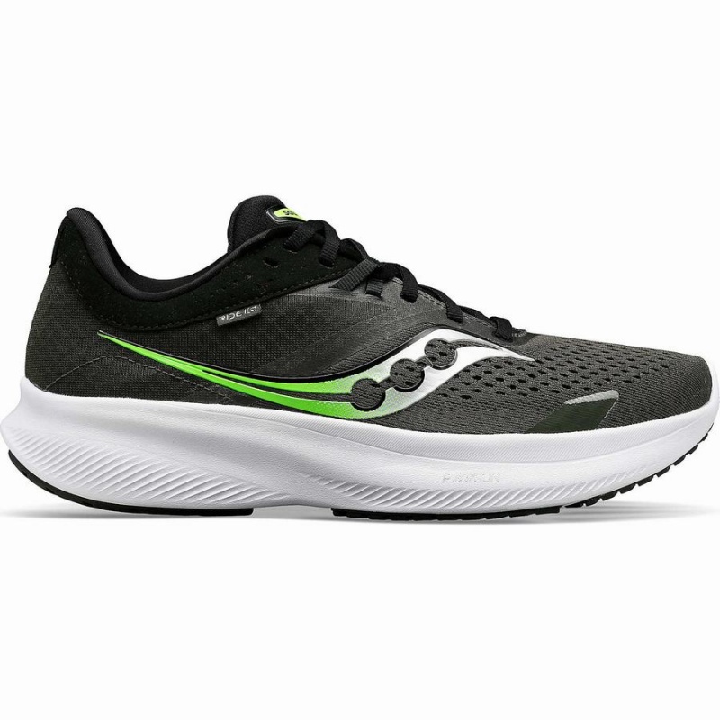 Men\'s Saucony Ride 16 Running Shoes Umbra / Slime | UAE S74560-S21