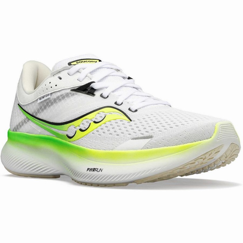 Men's Saucony Ride 16 Running Shoes White / Green | UAE S98476-X17