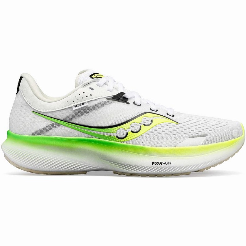 Men\'s Saucony Ride 16 Running Shoes White / Green | UAE S98476-X17