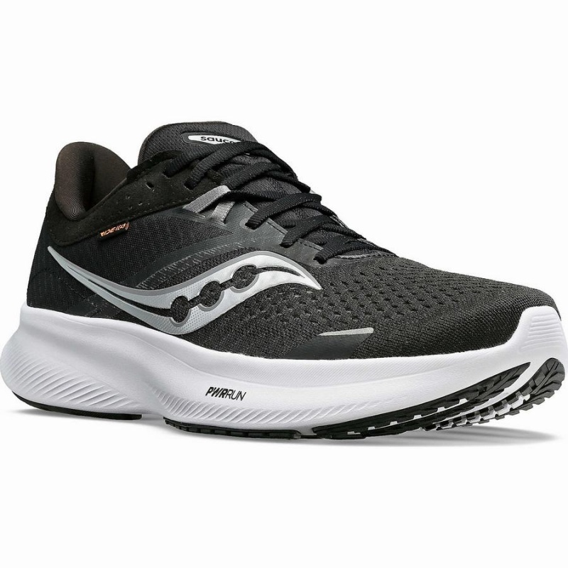 Men's Saucony Ride 16 Wide Running Shoes Black / White | UAE S65803-Q35