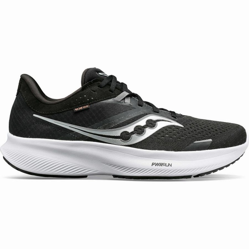 Men\'s Saucony Ride 16 Wide Running Shoes Black / White | UAE S65803-Q35