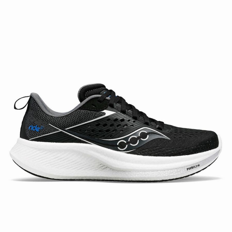 Men\'s Saucony Ride 17 Running Shoes Black / White | UAE S21946-A21