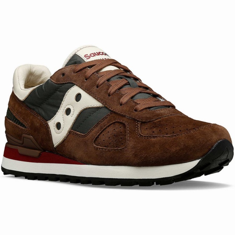 Men's Saucony Shadow Original Premium Sneakers Brown / Green | UAE S61284-S96