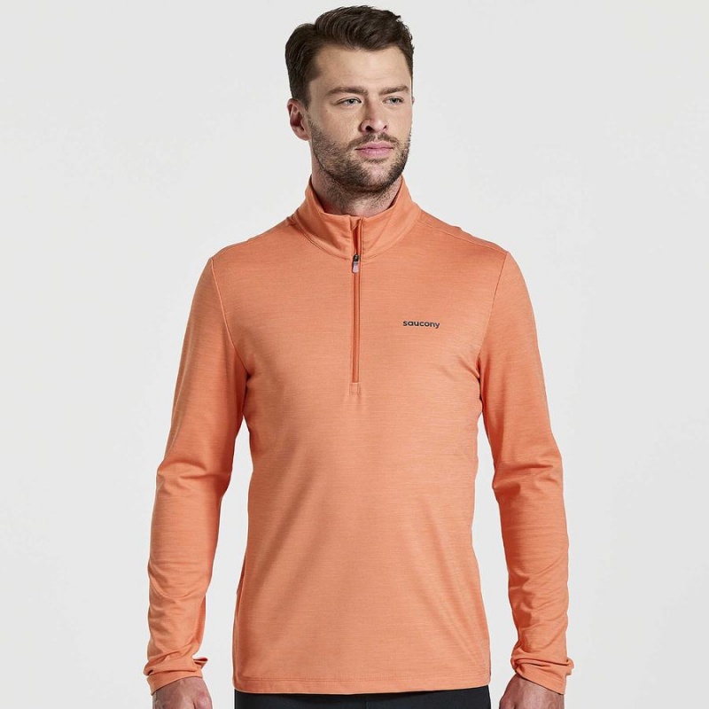 Men\'s Saucony Solstice 1/4 Zip Tops Orange | UAE S75340-T62