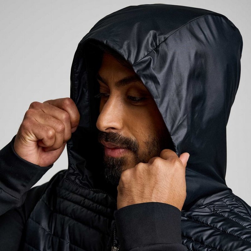 Men's Saucony Solstice Oysterpuff Hoody Jackets Black | UAE S28061-S86