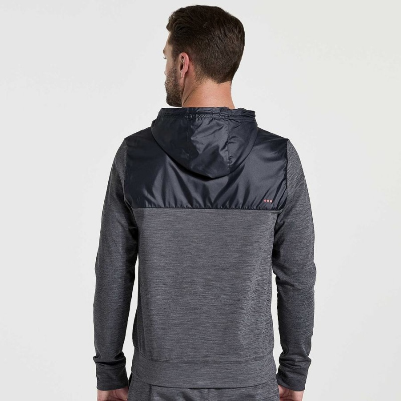 Men's Saucony Solstice Zip Hoody Tops Black | UAE S90824-X39