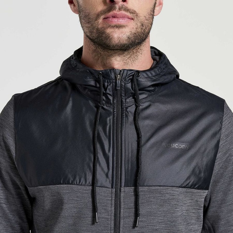 Men's Saucony Solstice Zip Hoody Tops Black | UAE S90824-X39