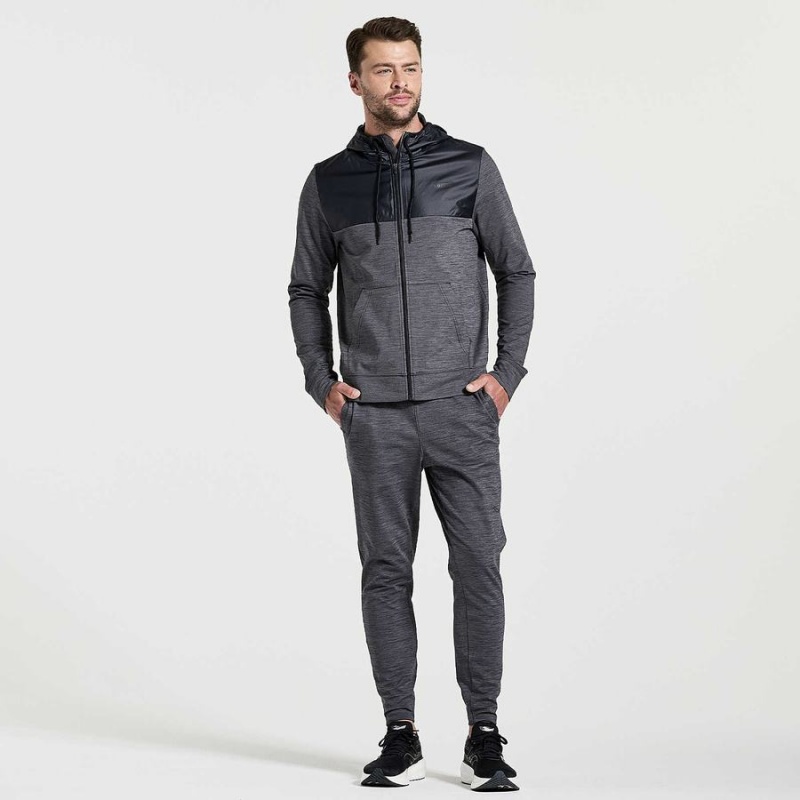 Men's Saucony Solstice Zip Hoody Tops Black | UAE S90824-X39