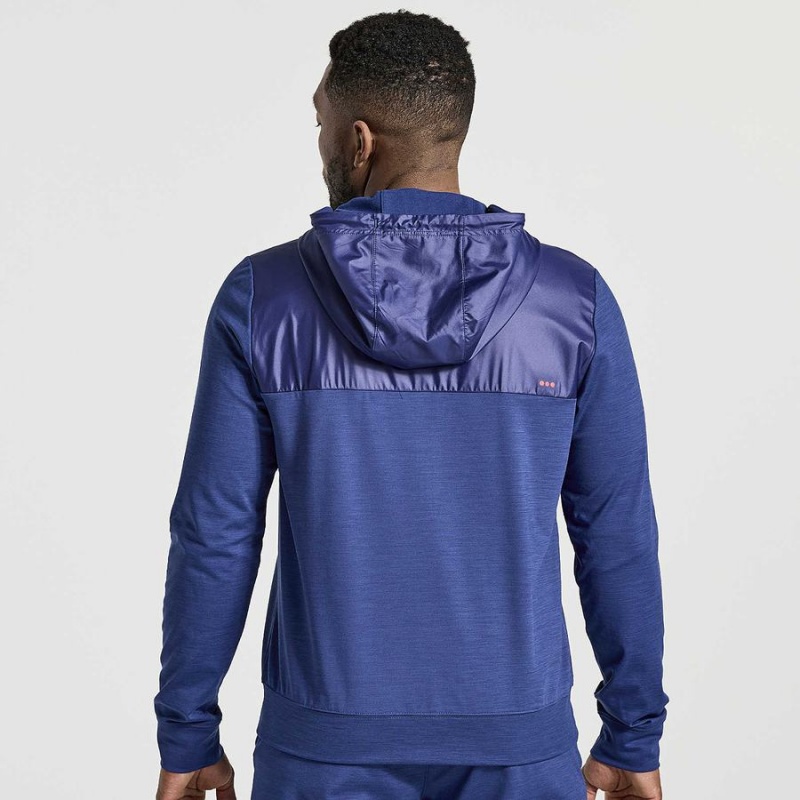 Men's Saucony Solstice Zip Hoody Tops Navy | UAE S16285-Z34