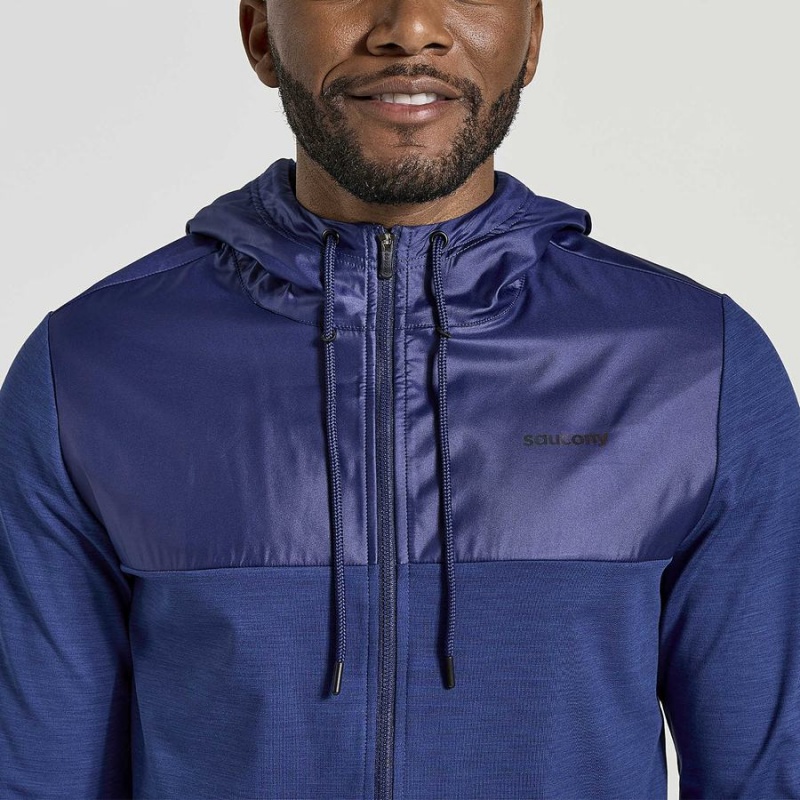 Men's Saucony Solstice Zip Hoody Tops Navy | UAE S16285-Z34