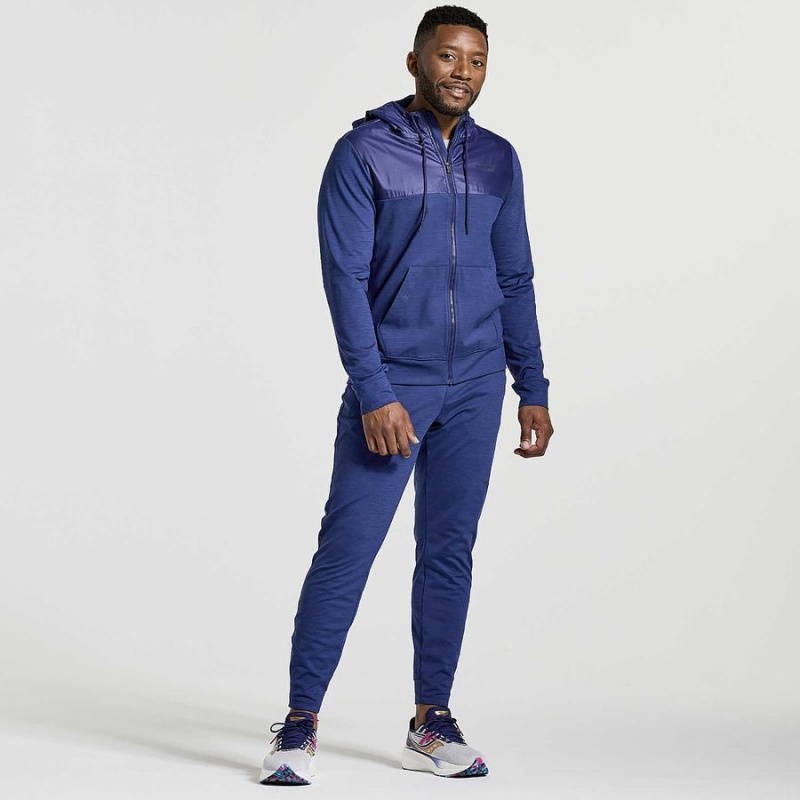 Men's Saucony Solstice Zip Hoody Tops Navy | UAE S16285-Z34