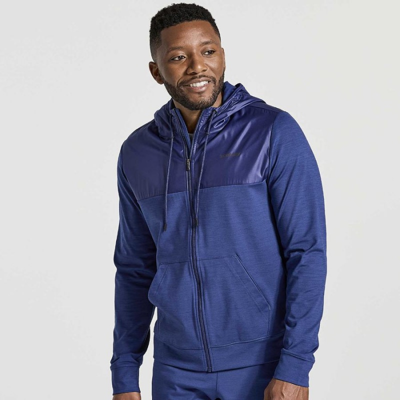 Men\'s Saucony Solstice Zip Hoody Tops Navy | UAE S16285-Z34