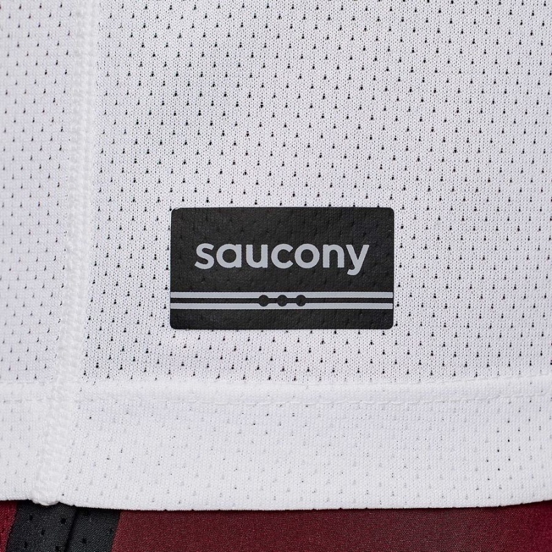 Men's Saucony Stopwatch Graphic Short Sleeve T Shirts White | UAE S30625-L50