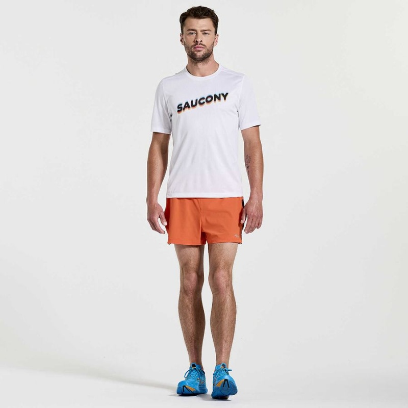 Men's Saucony Stopwatch Graphic Short Sleeve T Shirts White | UAE S45970-Q08