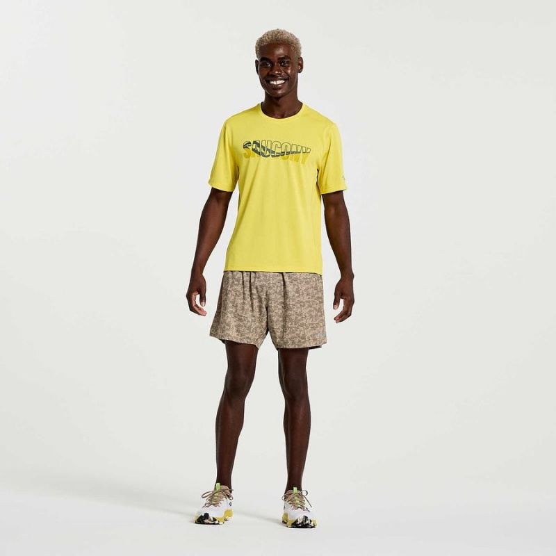 Men's Saucony Stopwatch Graphic Short Sleeve T Shirts Yellow | UAE S03789-W86