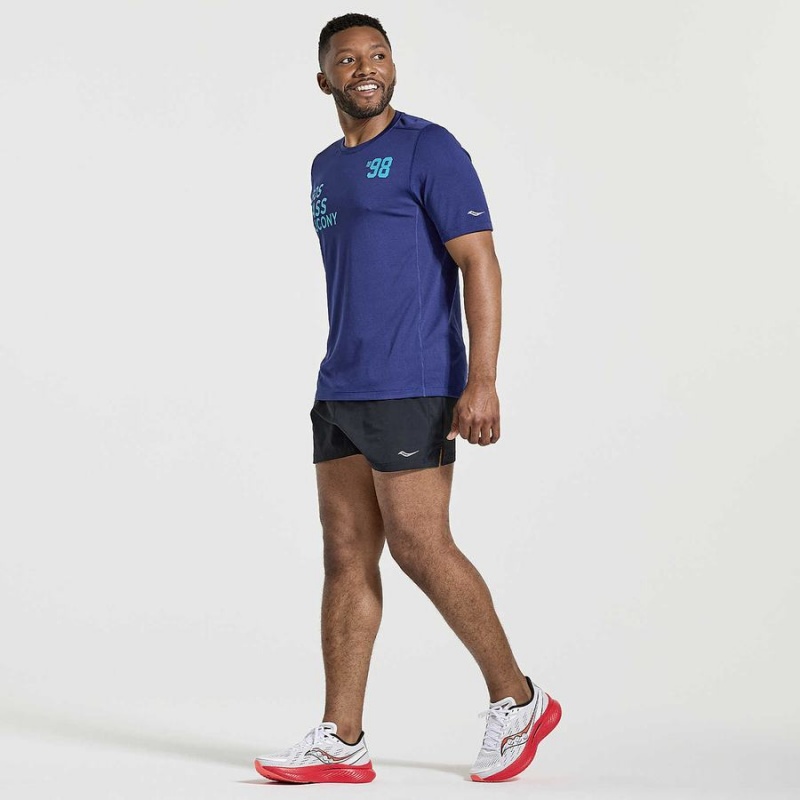 Men's Saucony Stopwatch Graphic Short Sleeve T Shirts Navy | UAE S61982-E91