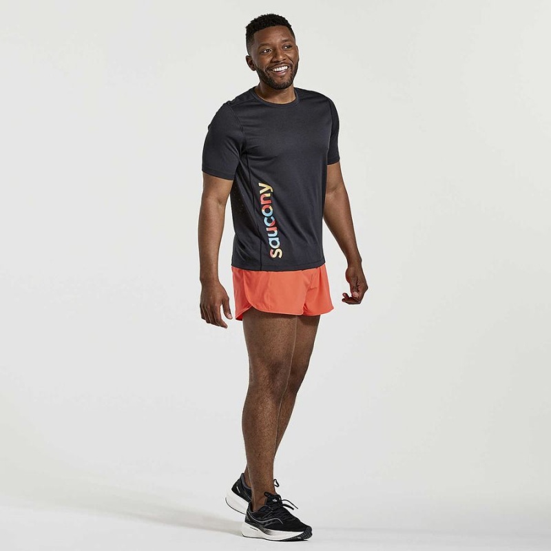 Men's Saucony Stopwatch Graphic Short Sleeve T Shirts Black | UAE S92053-Y71