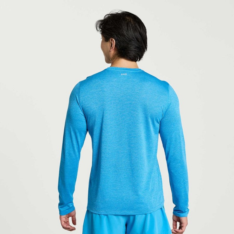 Men's Saucony Stopwatch Long Sleeve T Shirts AZURE | UAE S37468-X96