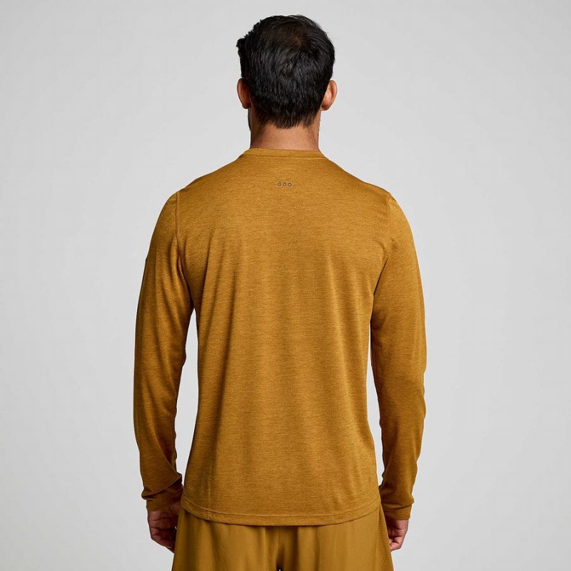 Men's Saucony Stopwatch Long Sleeve T Shirts Brown | UAE S80274-M53