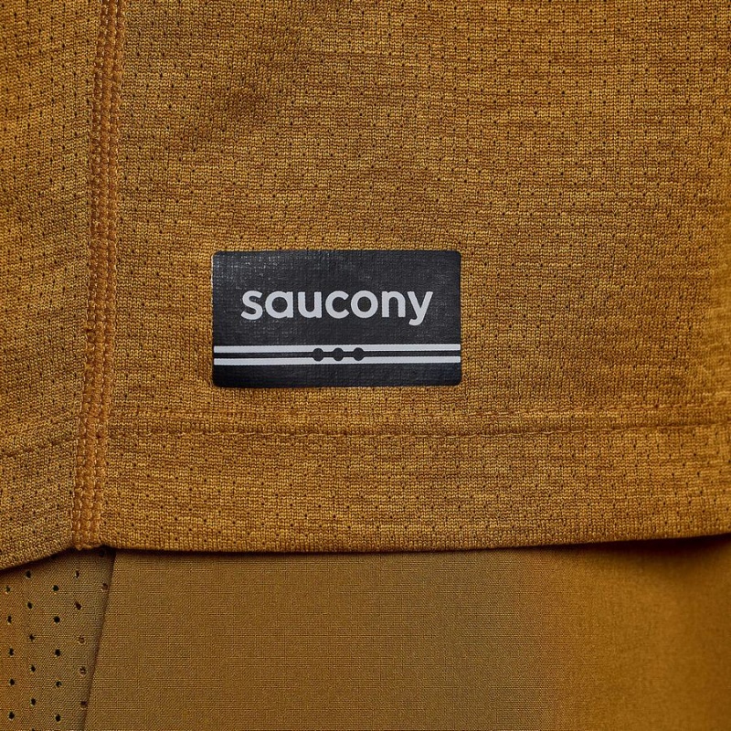 Men's Saucony Stopwatch Long Sleeve T Shirts Brown | UAE S80274-M53