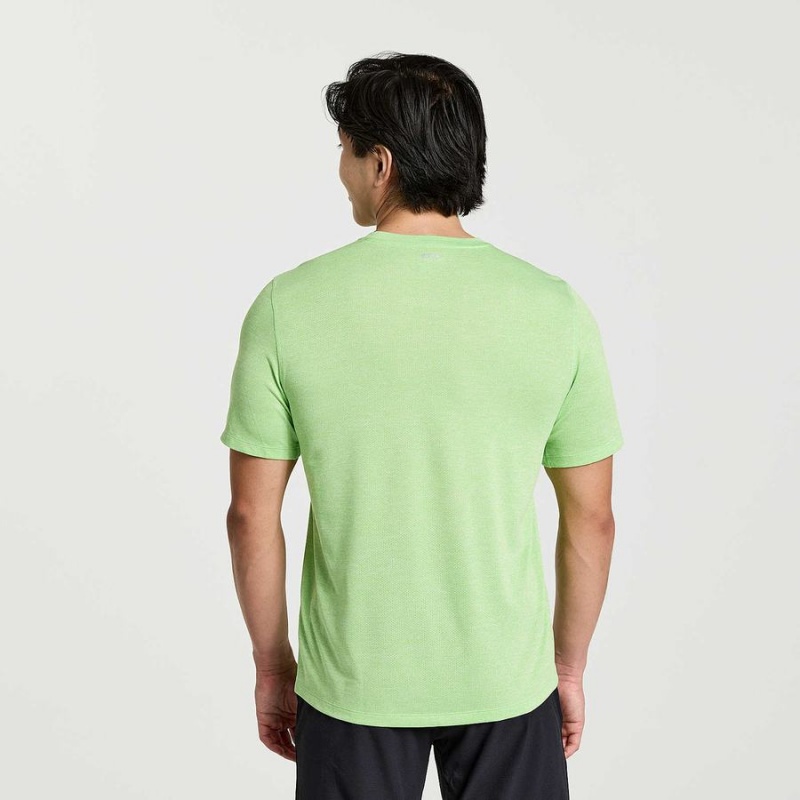 Men's Saucony Stopwatch Short Sleeve T Shirts Green | UAE S52398-Q96