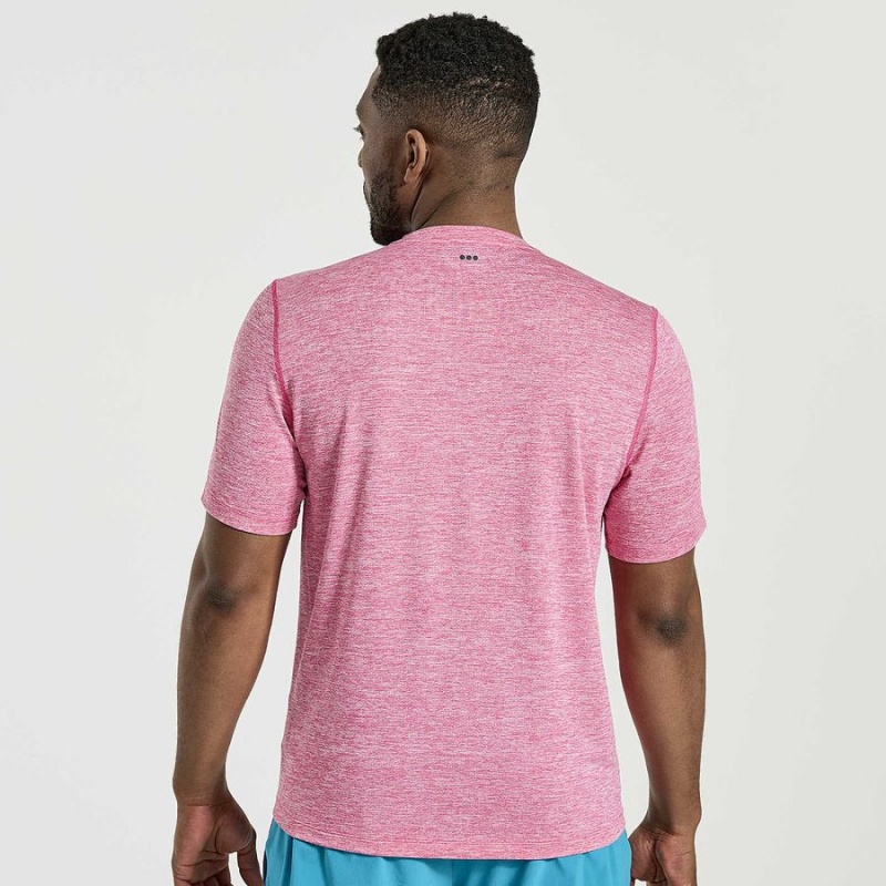 Men's Saucony Stopwatch Short Sleeve T Shirts Pink | UAE S67903-R21