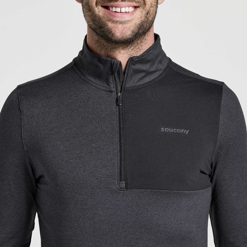 Men's Saucony Sunday 1/4 Zip Tops Black | UAE S32740-H48