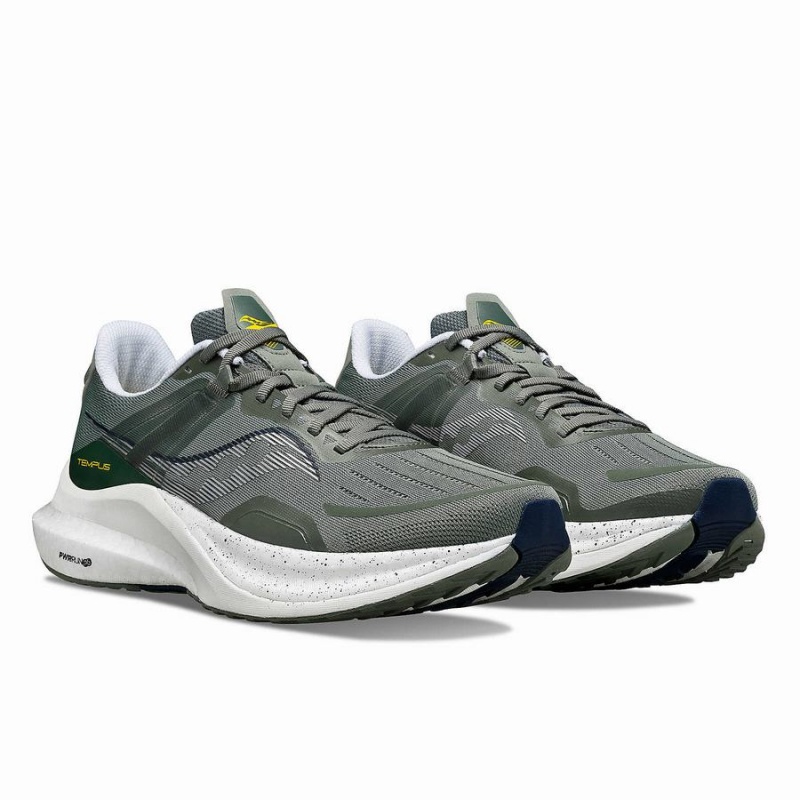 Men's Saucony Tempus Running Shoes Khaki / White | UAE S15364-U81