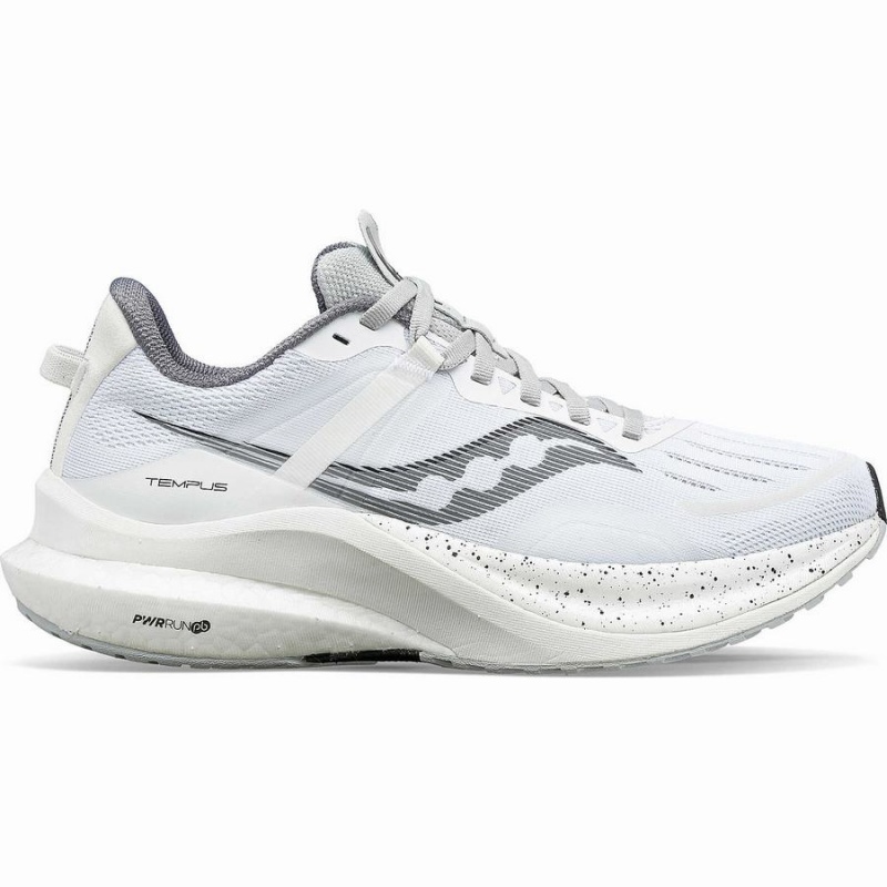 Men\'s Saucony Tempus Running Shoes White / Black | UAE S47395-Z63