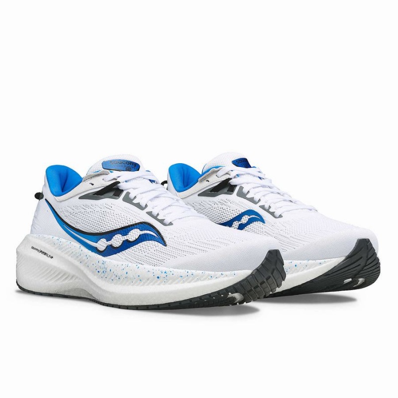 Men's Saucony Triumph 21 Running Shoes White / Deep Blue | UAE S63987-N43