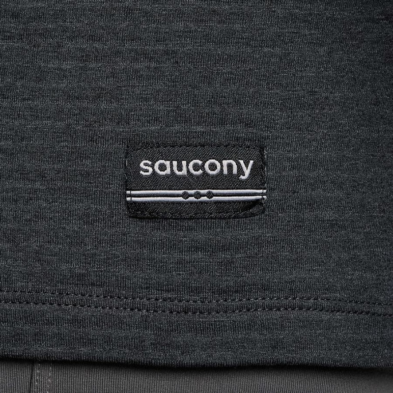 Men's Saucony Triumph 3D 1/2 Zip Tops Black | UAE S16283-X93