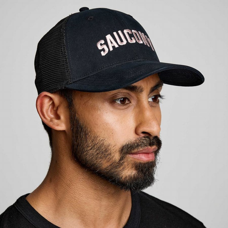 Men\'s Saucony Trucker Hats Black | UAE S35127-J57