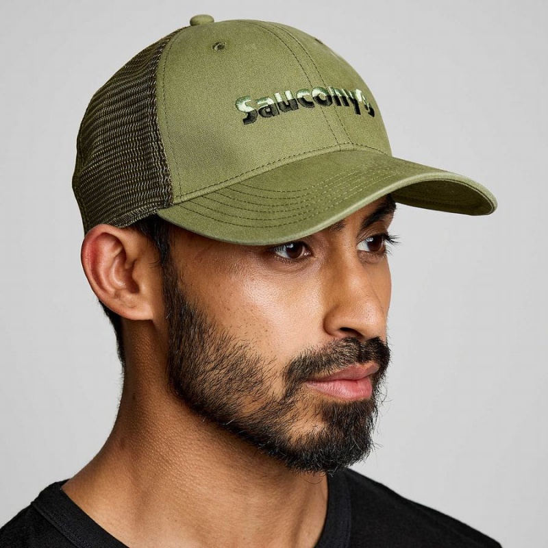 Men\'s Saucony Trucker Hats Khaki | UAE S52316-F24