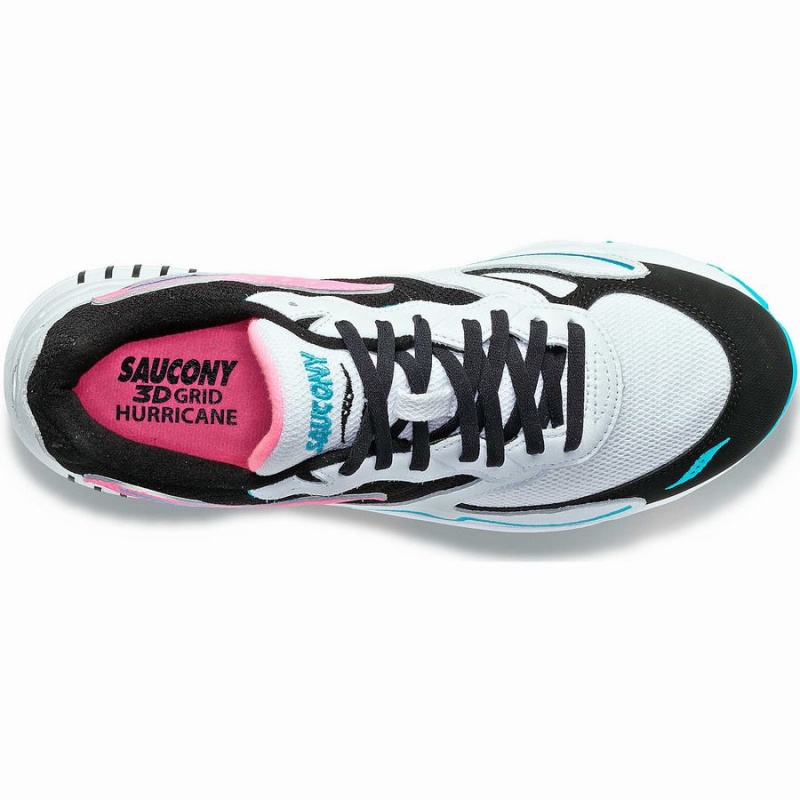 Women's Saucony 3D Grid Hurricane Sneakers White / Black / Pink | UAE S79654-F72