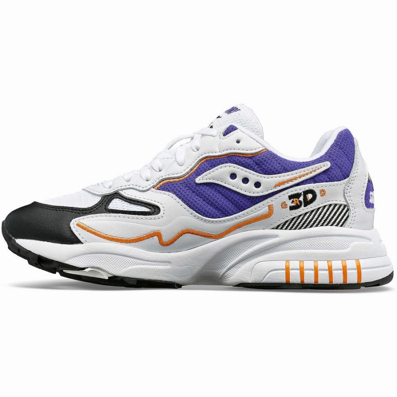 Women's Saucony 3D Grid Hurricane Sneakers White / Purple | UAE S03978-H54