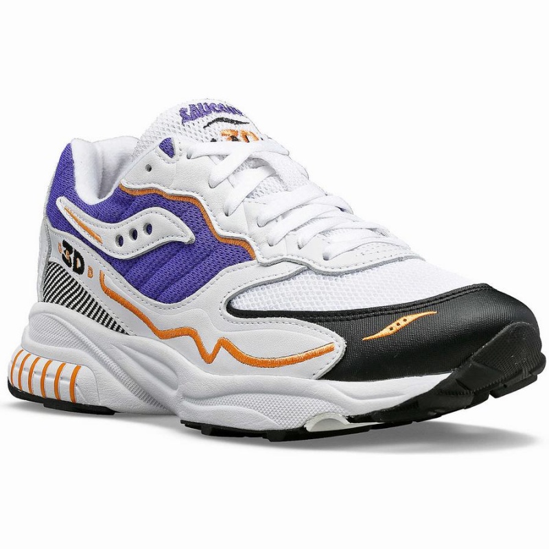 Women's Saucony 3D Grid Hurricane Sneakers White / Purple | UAE S03978-H54