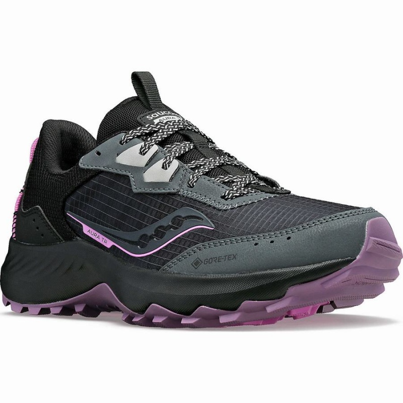 Women's Saucony Aura TR GTX Trail Running Shoes Grey / Black | UAE S76013-P90