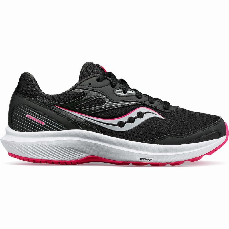 Women\'s Saucony Cohesion 16 Walking Shoes Black / Fuchsia | UAE S79320-K56