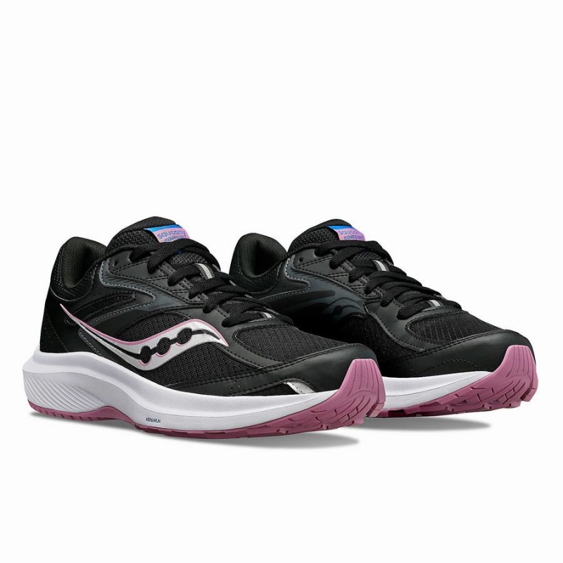 Women's Saucony Cohesion 17 Wide Running Shoes Black / Purple | UAE S63509-P79