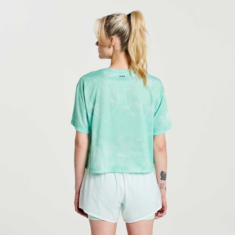 Women's Saucony Elevate Short Sleeve T Shirts Turquoise | UAE S81250-U67