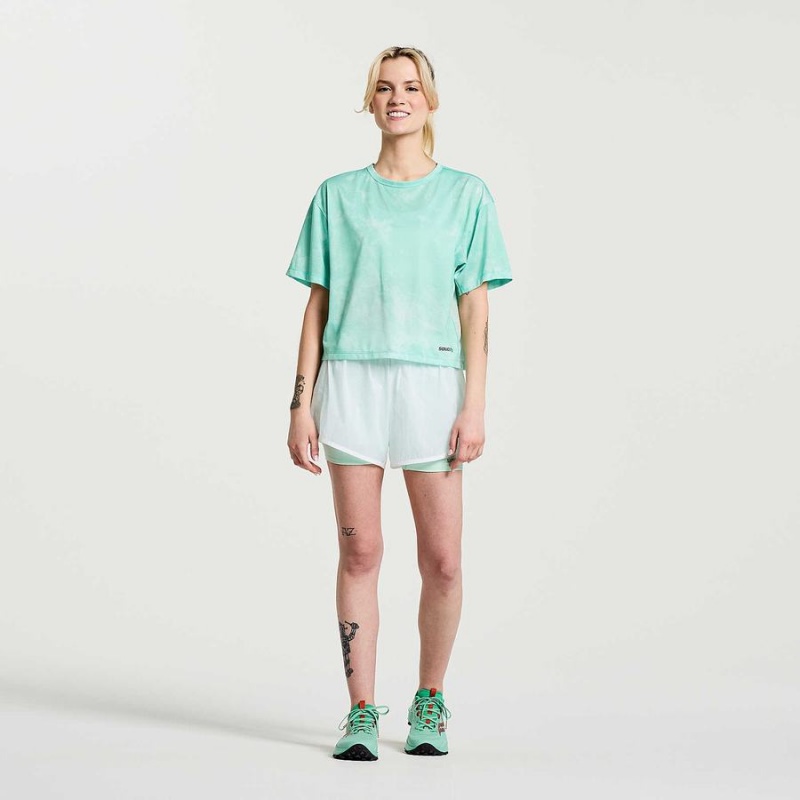 Women's Saucony Elevate Short Sleeve T Shirts Turquoise | UAE S81250-U67