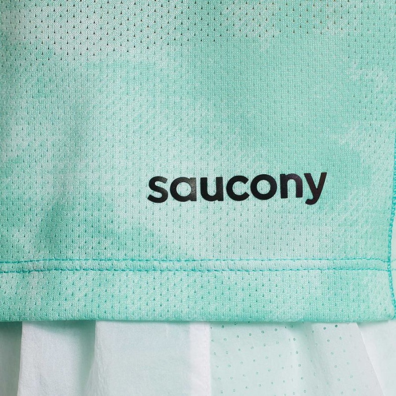 Women's Saucony Elevate Short Sleeve T Shirts Turquoise | UAE S81250-U67